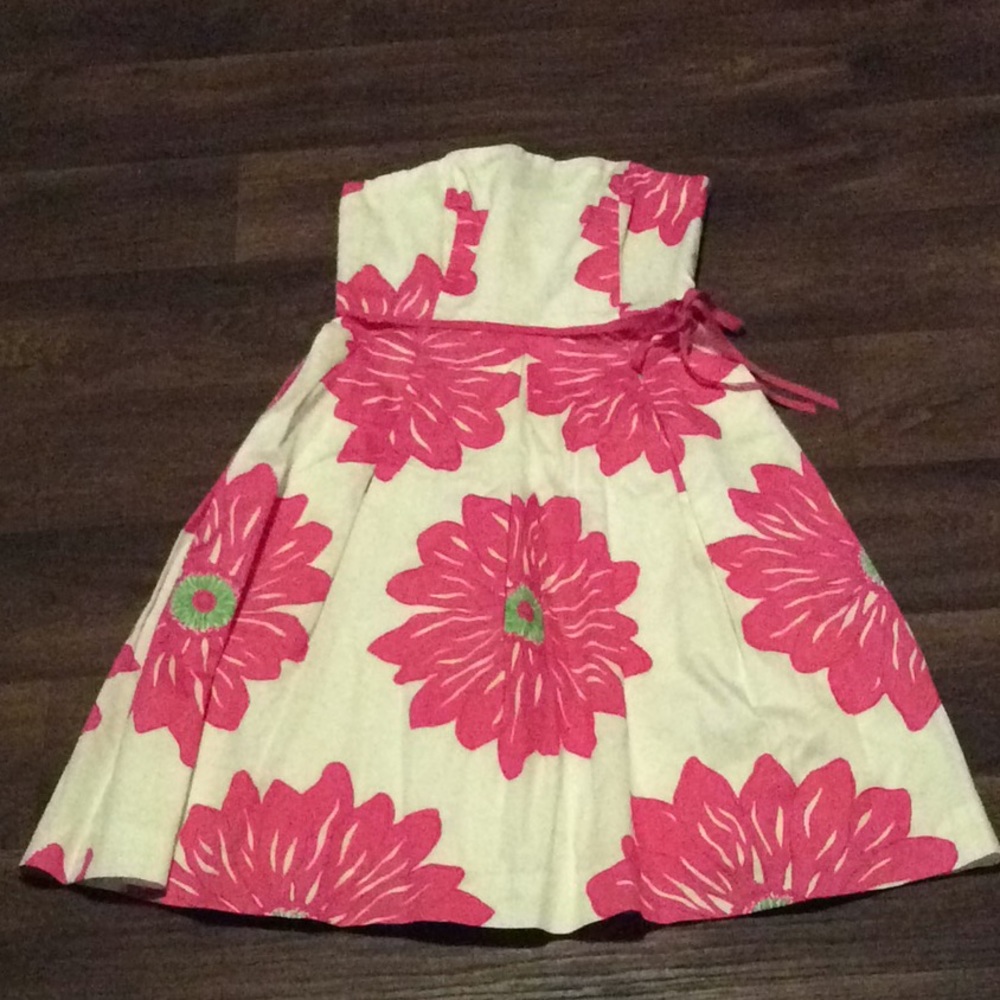 Lilly Pulitzer Strapless Dress Pink & White Size 6